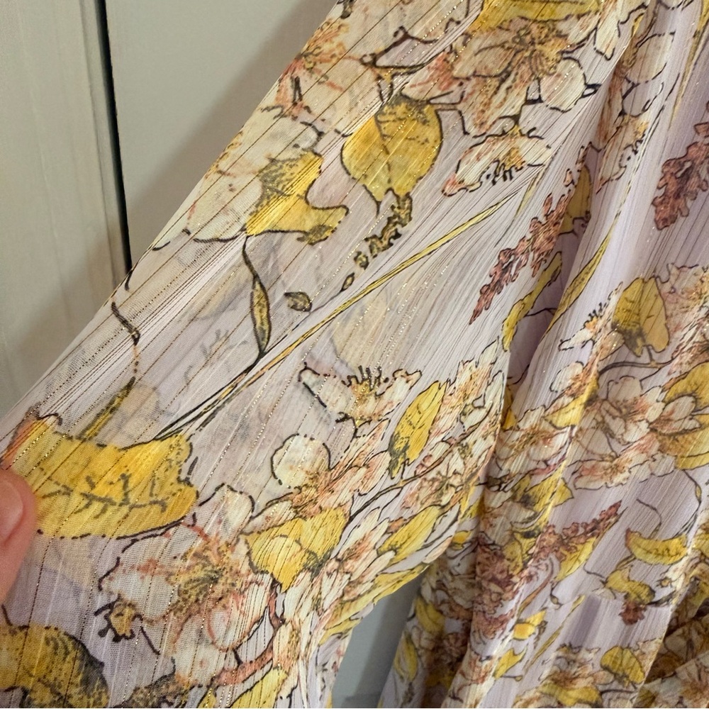 LC Lauren Conrad Long Sleeve Floral Dress - Lavender and Yellow - Picture 7 of 8